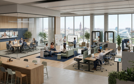 Oficina con trabajadores